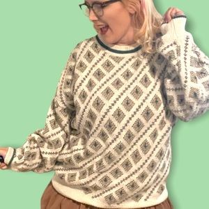 Vintage 90s off white grandpa oversized sweater size XL